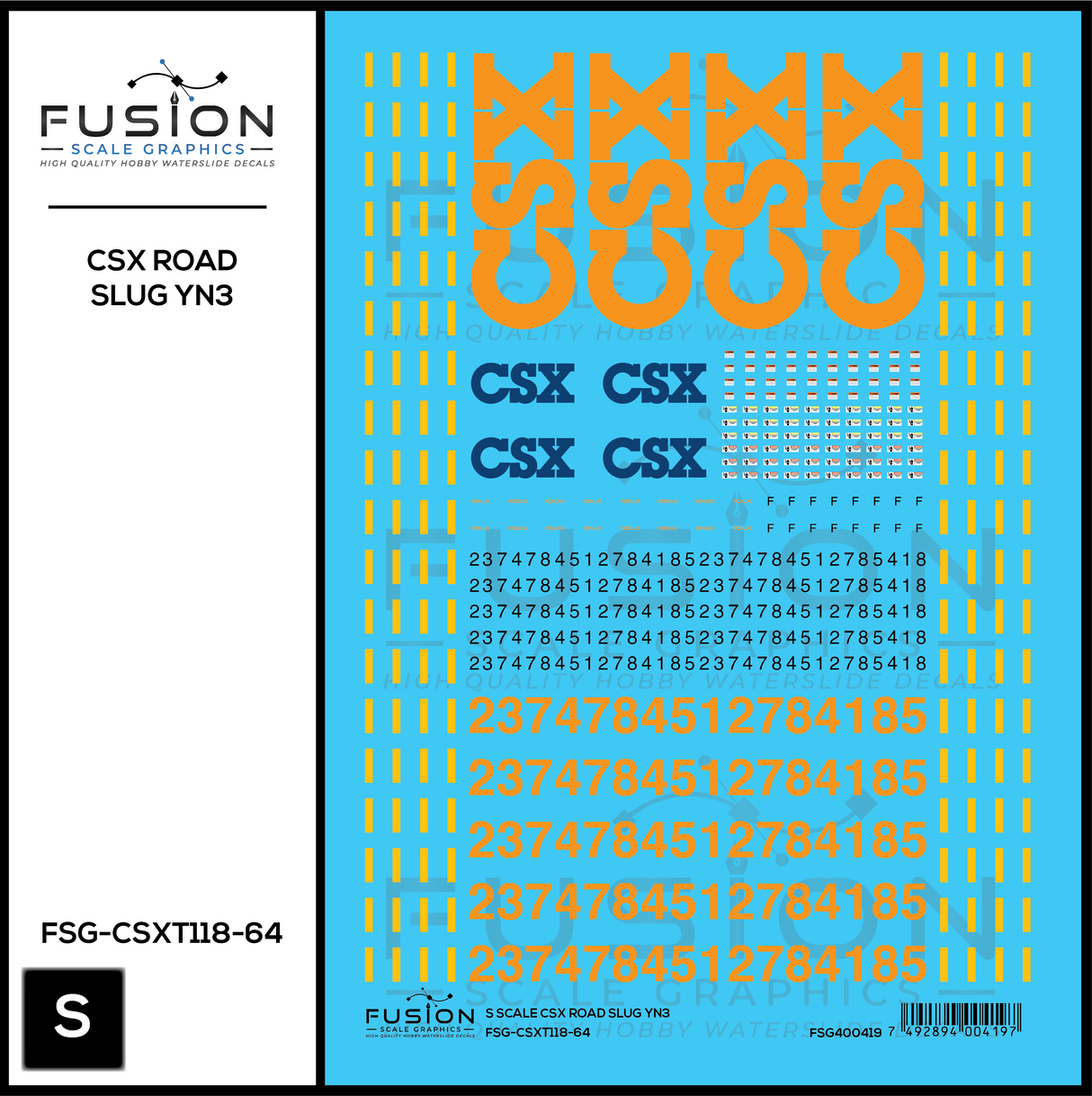 S Scale CSX Road Slug YN3 Decal Set