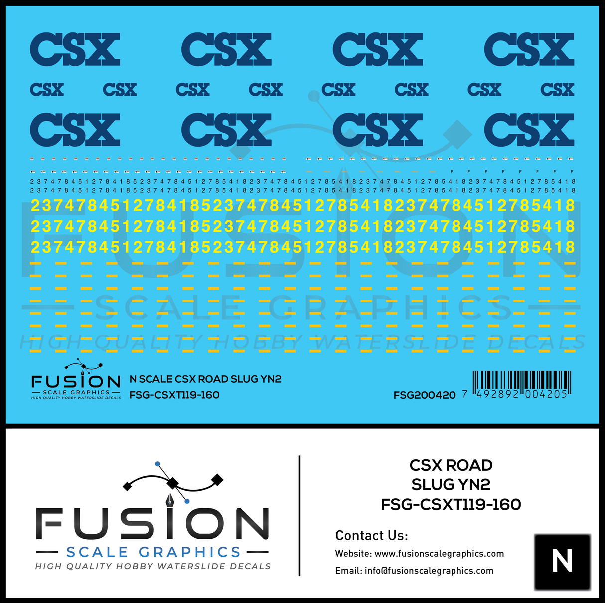 N Scale CSX Road Slug YN2 Decal Set – Fusion Scale Graphics