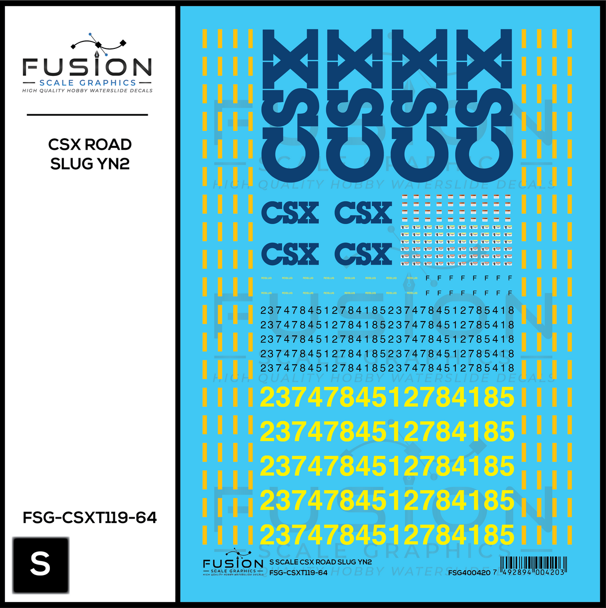 S Scale CSX Road Slug YN2 Decal Set