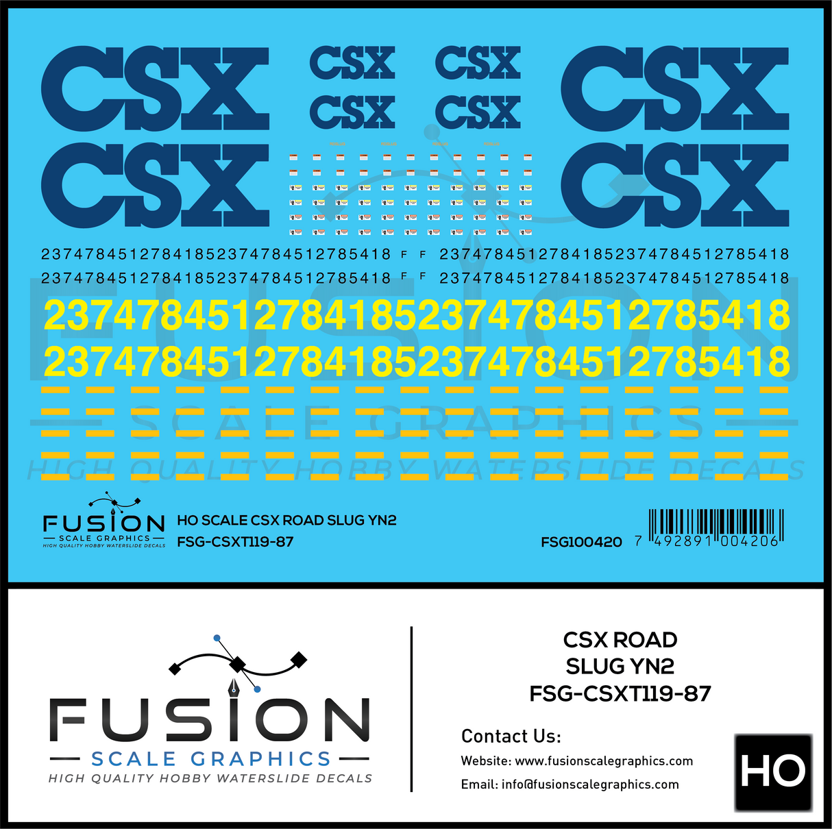 HO Scale CSX Road Slug YN2 Decal Set – Fusion Scale Graphics