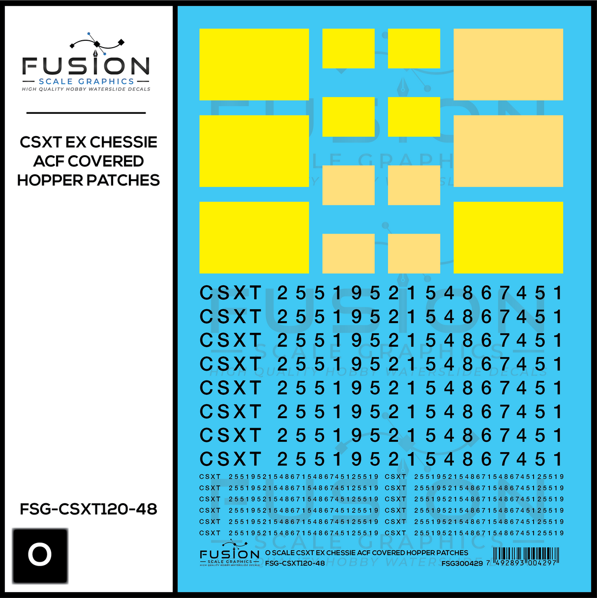 O Scale CSXT Ex Chessie ACF Covered Hopper Number Patching Decal Set