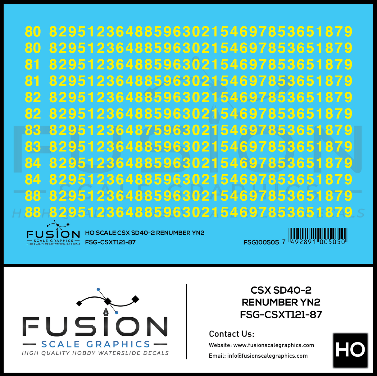 HO Scale CSXT YN2 EMD SD40-2 Locomotive Renumber Patch Decal Set