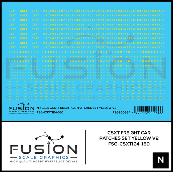 N Scale CSXT Yellow Freight Car Patch Set V2 Decal Set – Fusion Scale ...