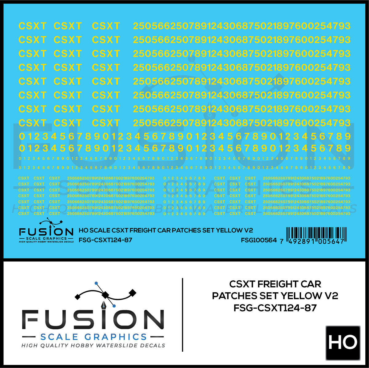 HO Scale CSXT Yellow Freight Car Patch Set V2 Decal Set – Fusion Scale ...