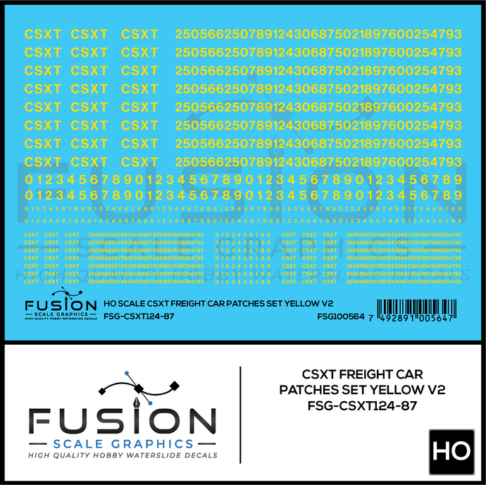 HO Scale CSXT Yellow Freight Car Patch Set V2 Decal Set – Fusion Scale ...