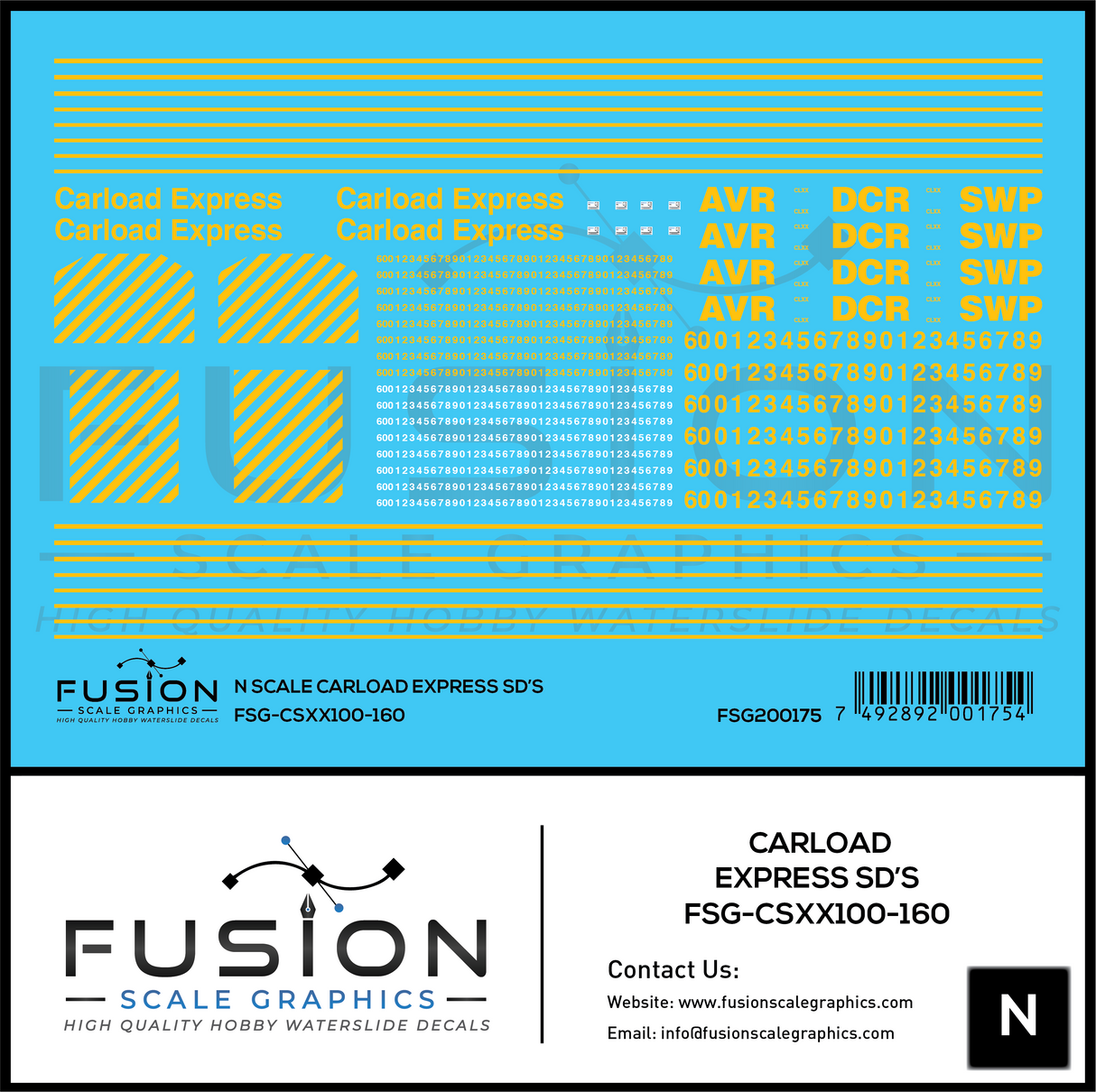 N Scale Carload Express EMD SD60M Locomotives Decal Set