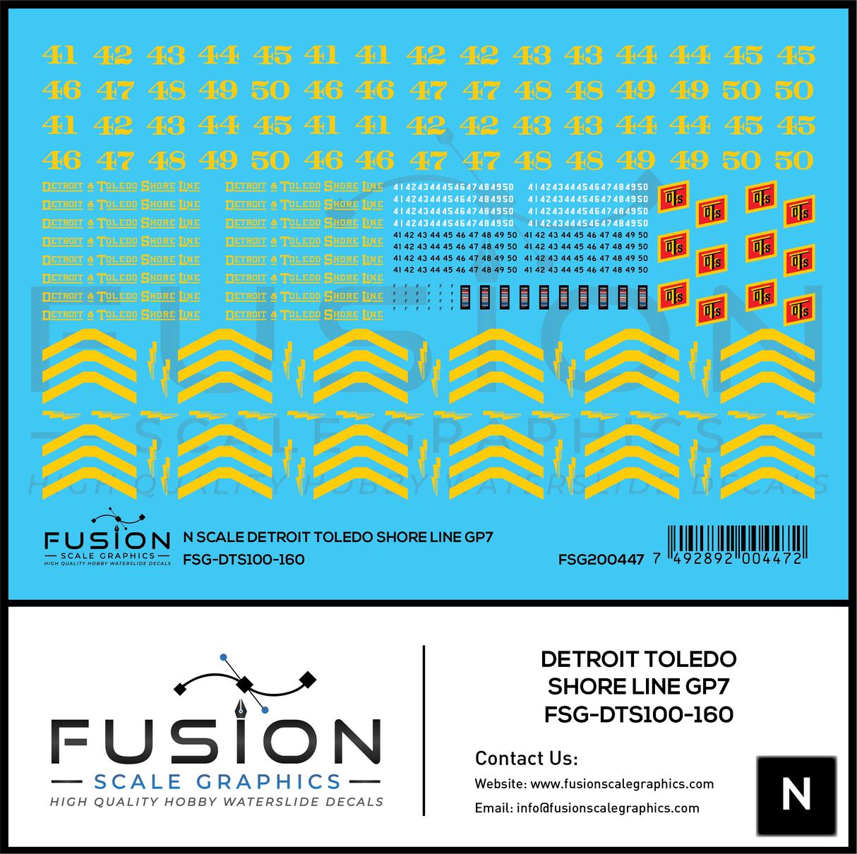 N Scale Detroit & Toledo Shore Line EMD GP7 Locomotive Decal Set