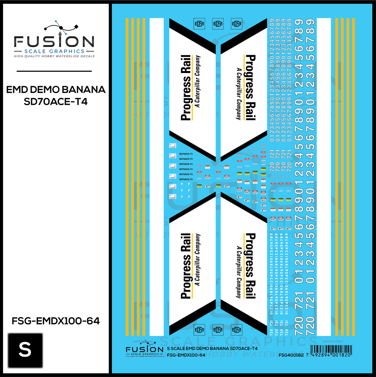 S Scale EMD Demo Banana SD70ACE-T4 Locomotive Decal Set – Fusion Scale ...