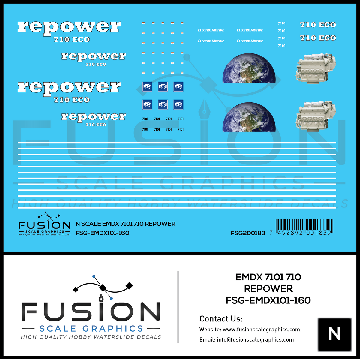 N Scale EMDX 7101 710 Repower Locomotive Decal Set – Fusion Scale Graphics