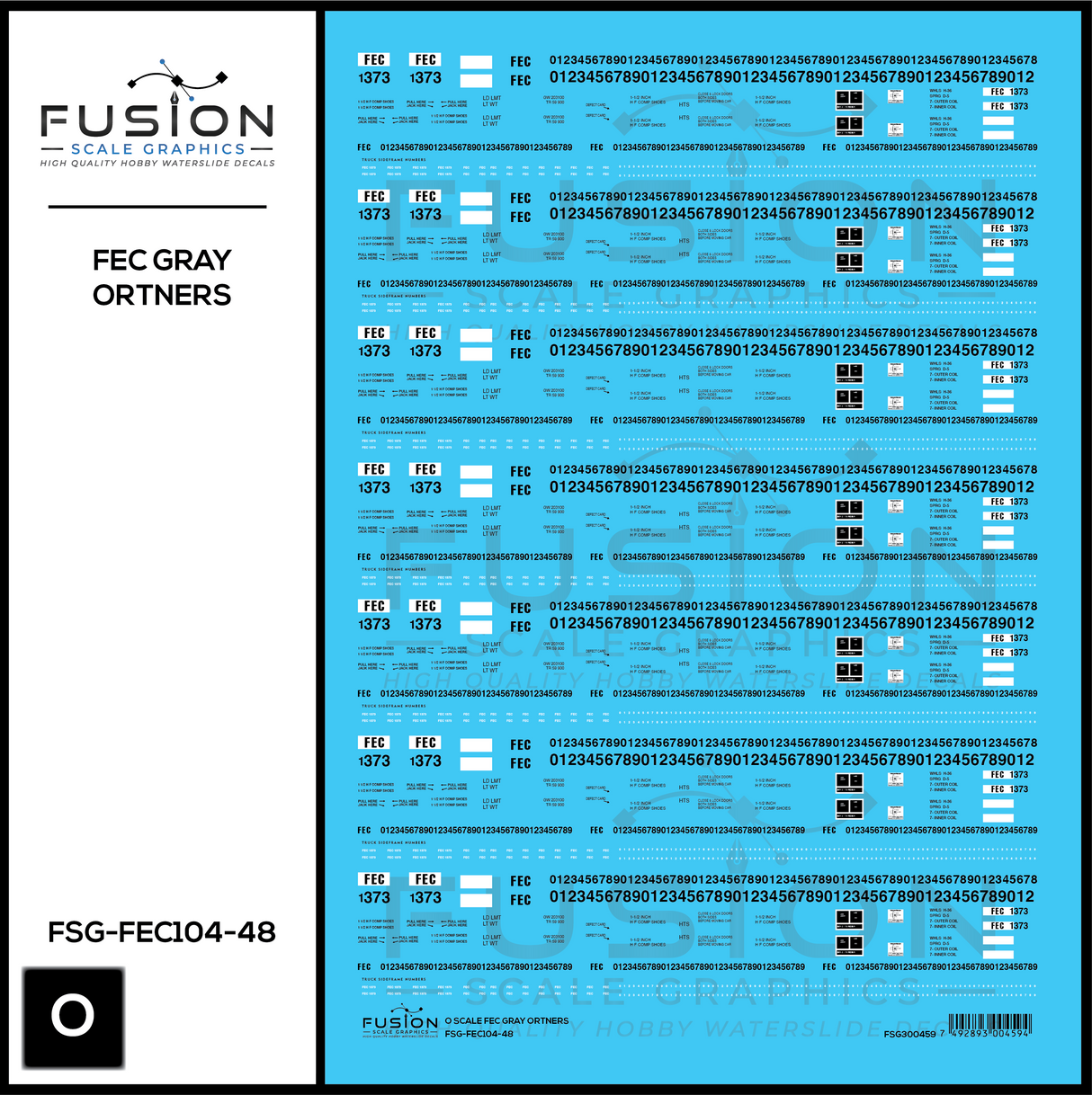 O Scale Florida East Coast Gray Ortner Rock Hoppers Decal Set