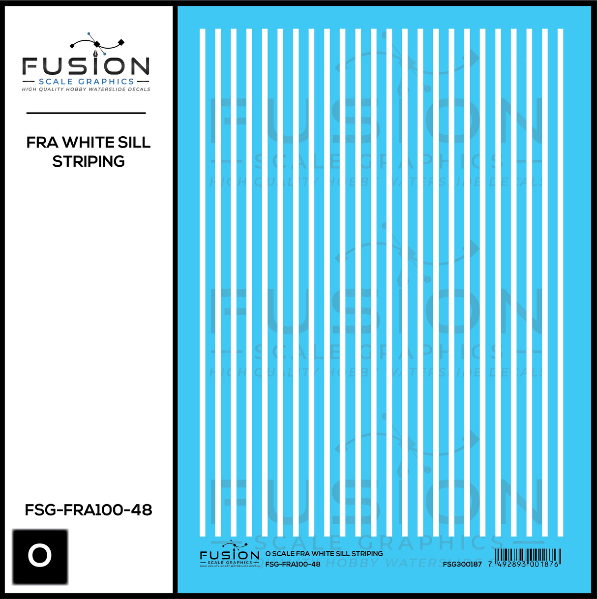 O Scale FRA White Safety Sill Striping Decal Set