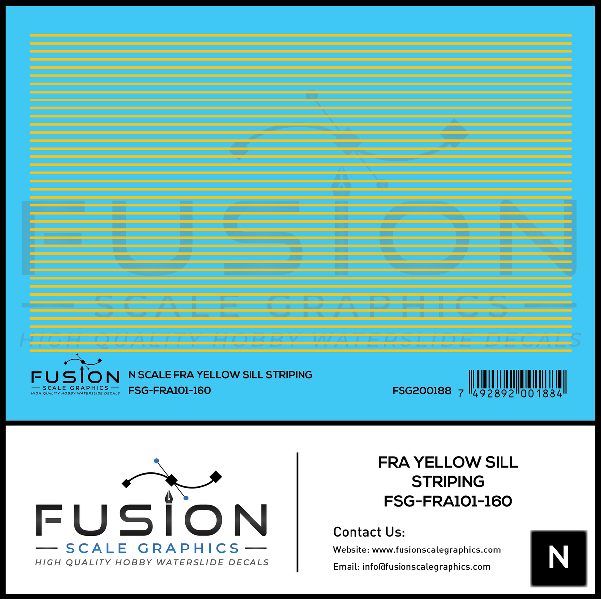 N Scale FRA Yellow Safety Sill Striping Decal Set