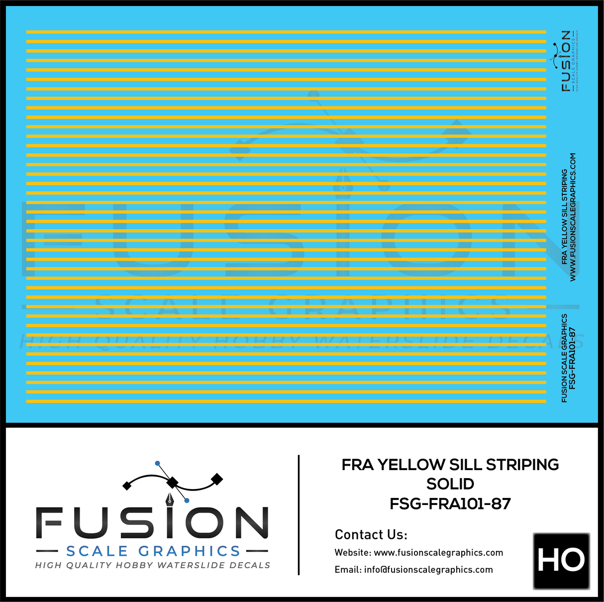 HO Scale FRA Yellow Sill Striping Decal Set