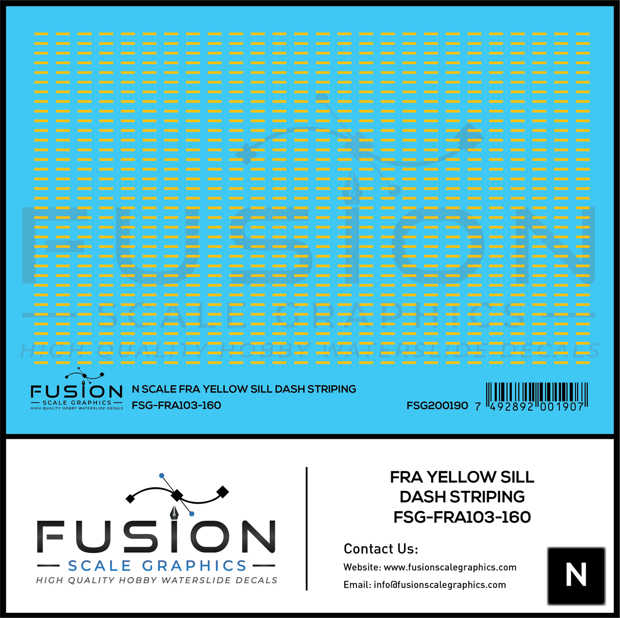 N Scale FRA Yellow Safety Dash Sill Striping Decal Set