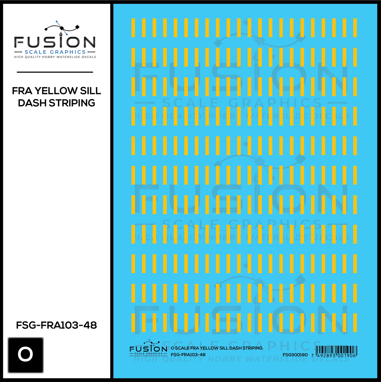 O Scale FRA Yellow Safety Dash Sill Striping Decal Set