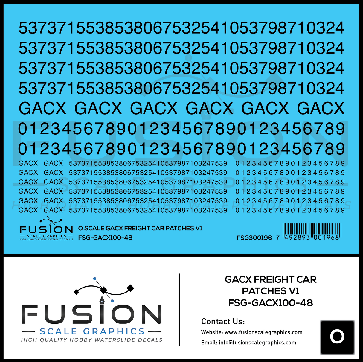 O Scale GACX Freight Car Lettering Decal Set Font 1