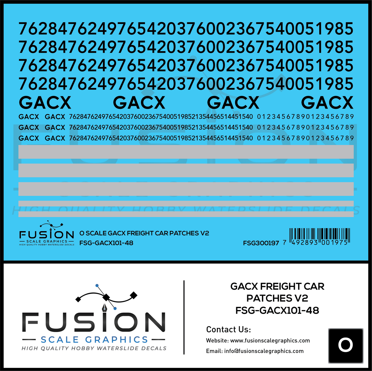 O Scale GACX Freight Car Lettering Decal Set Font 2