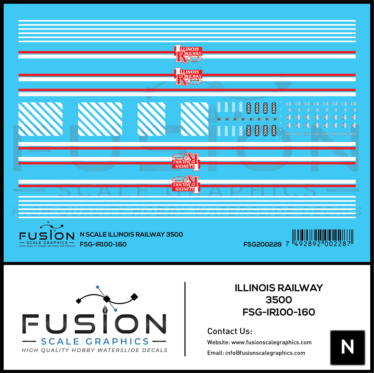 N Scale Illinois Railway EMD GP35 Locomotive Decal Set