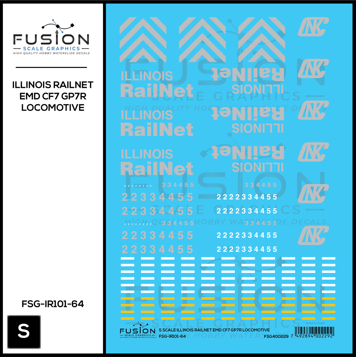 S Scale Illinois Railnet EMD CF7 GP7R Locomotive Decal Set