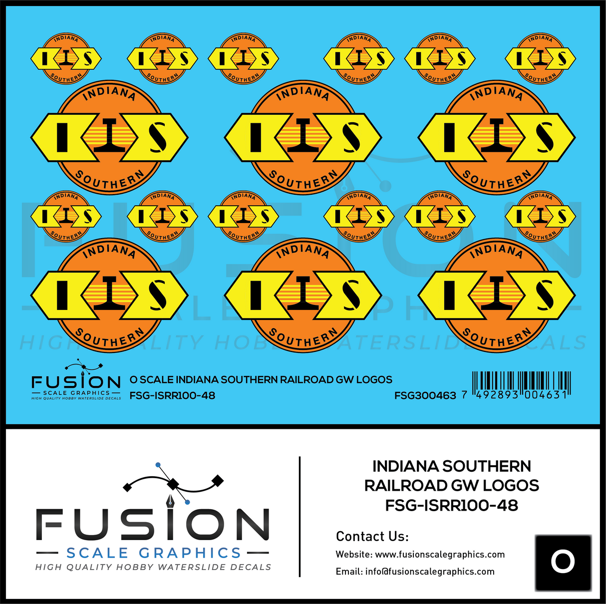 O Scale Indiana Southern Railroad GW Railroad Logos Decal Set