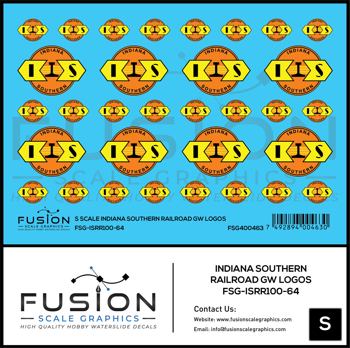 S Scale Indiana Southern Railroad GW Railroad Logos Decal Set