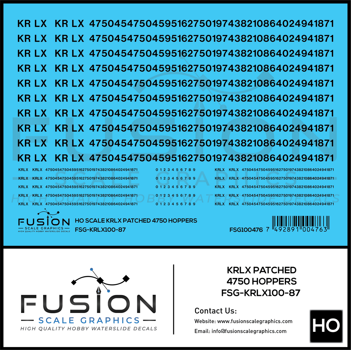 HO Scale KRLX 4750 Hoppers Patching Decal Set