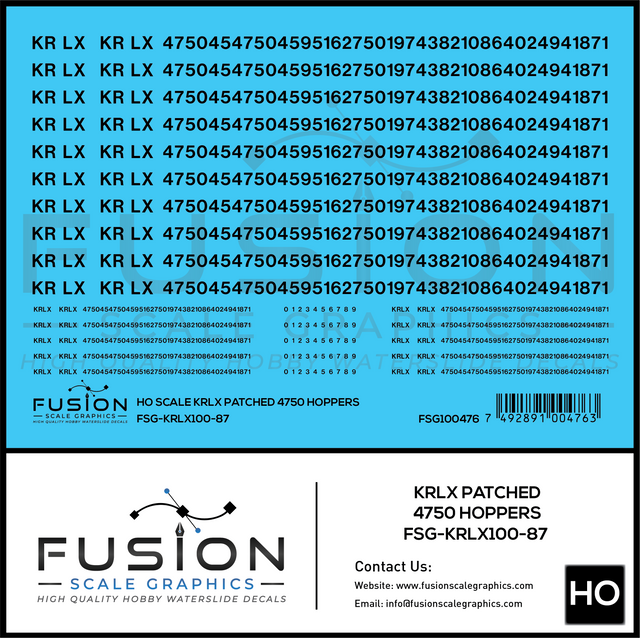 HO Scale KRLX 4750 Hoppers Patching Decal Set