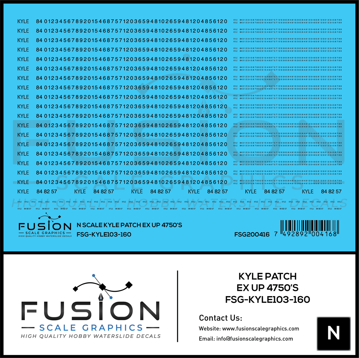 N Scale KYLE Ex UP 4750's Patching Decal Set