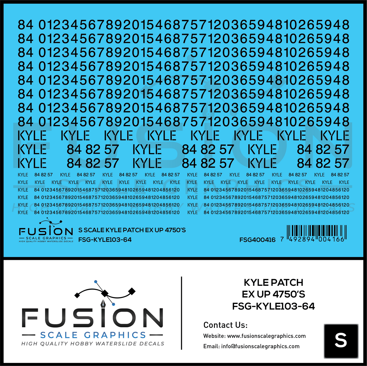 S Scale KYLE Ex UP 4750's Patching Decal Set