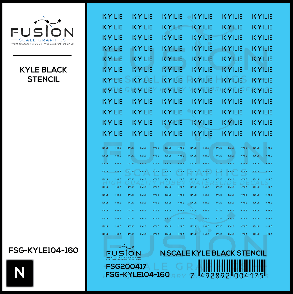 N Scale KYLE Black Stencil Decal Set