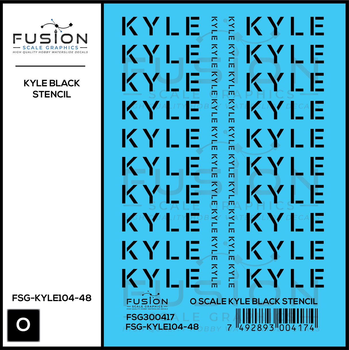 O Scale KYLE Black Stencil Decal Set