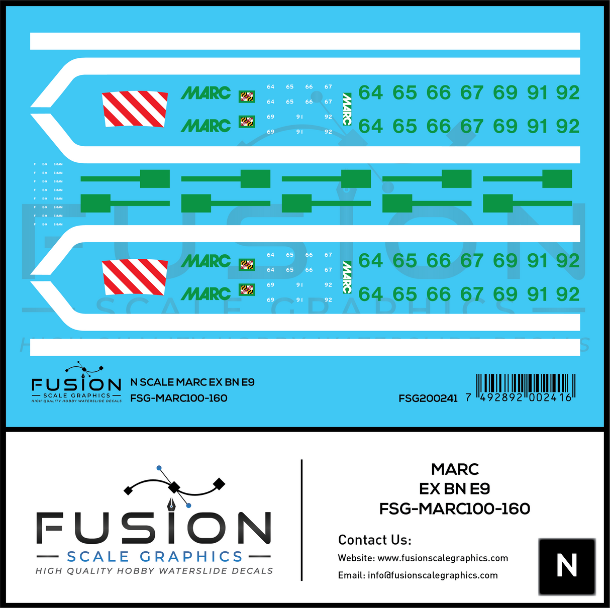 N Scale MARC Ex BN EMD E9 Locomotive Decal Set