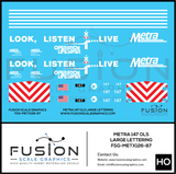 HO Scale Metra F40PH 147 Operation Lifesaver Large Lettering Locomotive Decal Set