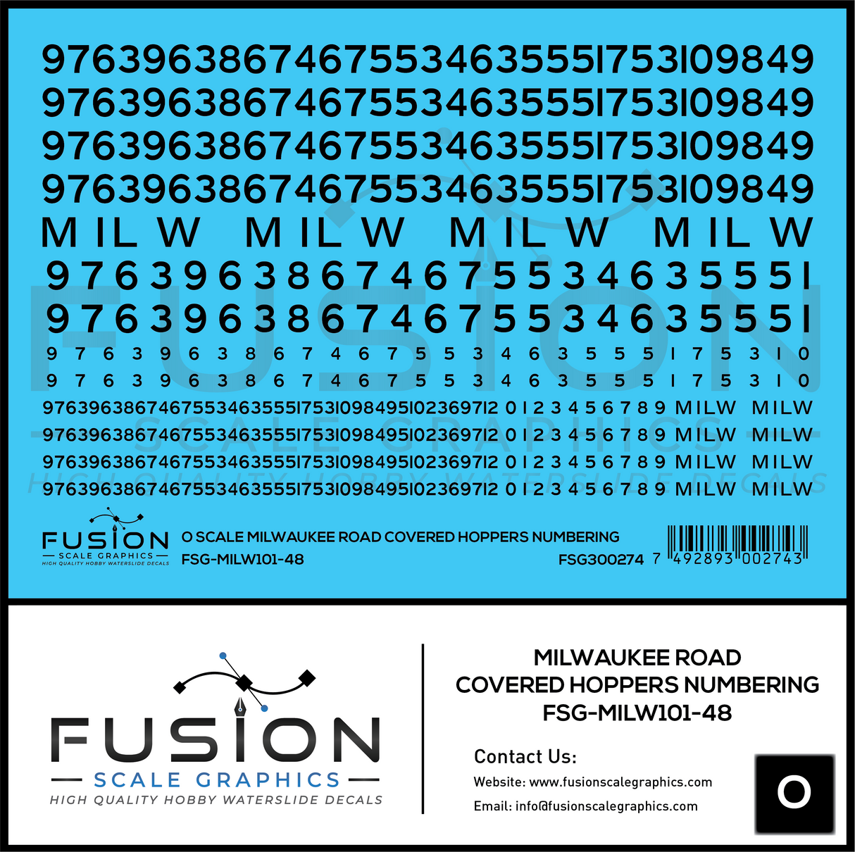 O Scale Milwaukee Road Covered Hoppers Numbering Decal Set
