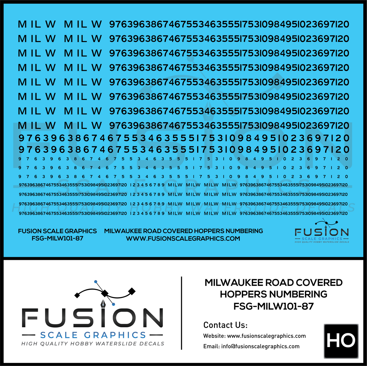 HO Scale Milwaukee Road Covered Hoppers Numbering Decal Set