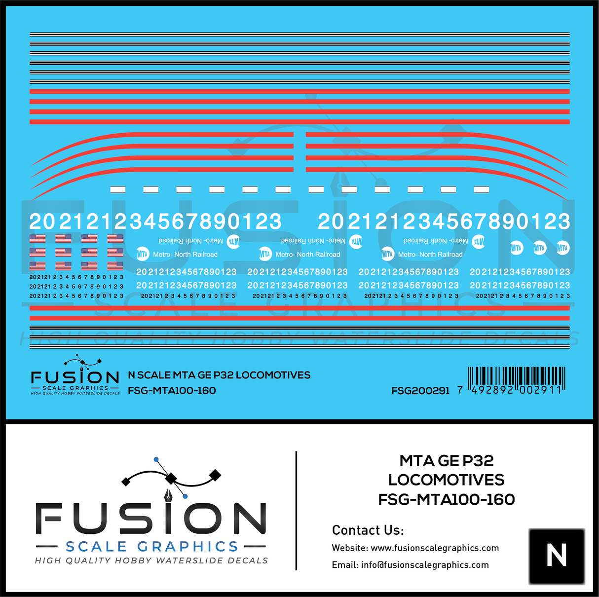 N Scale MTA GE P32 Locomotive Decal Set