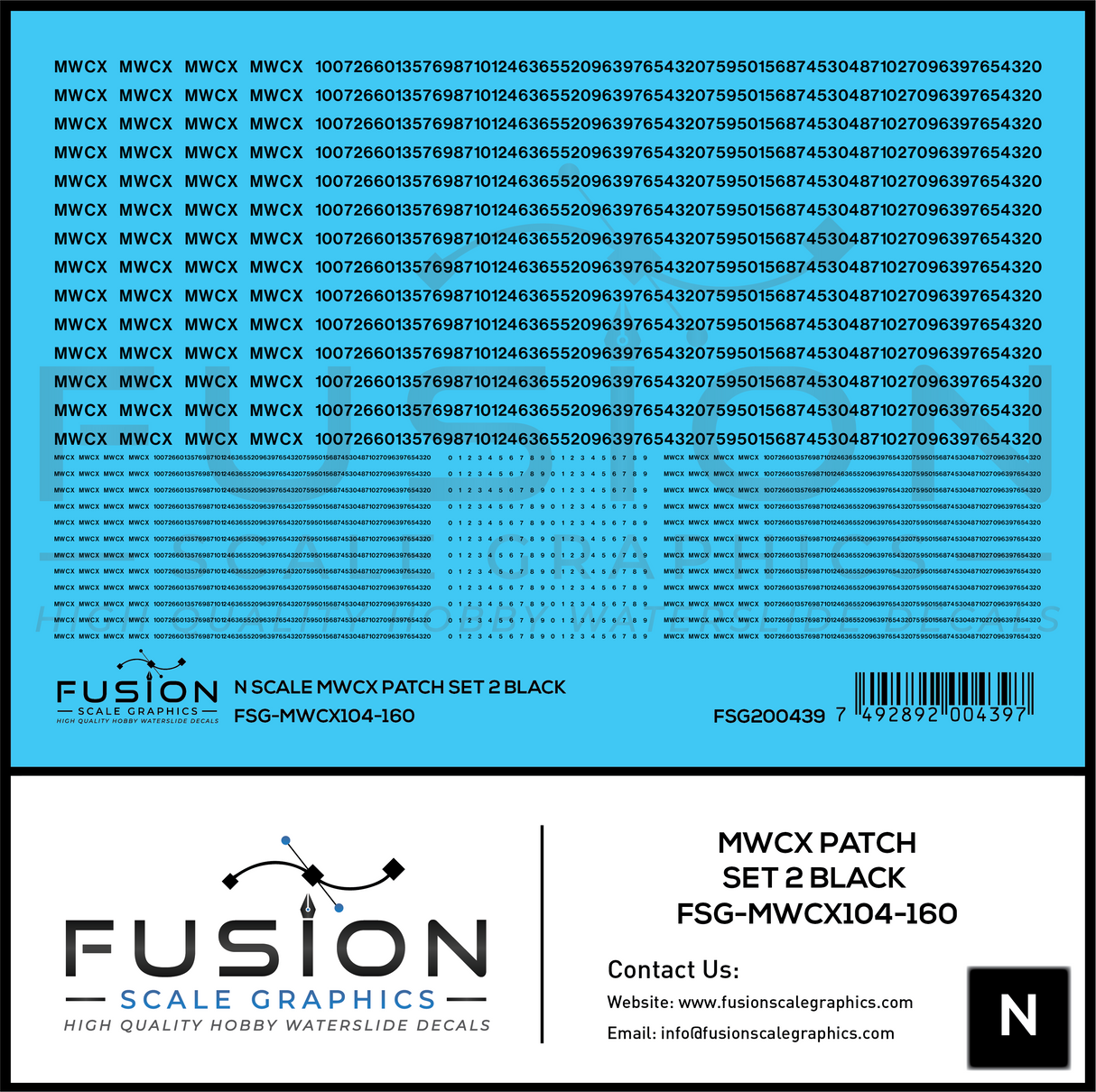 N Scale MWCX Freight Car Patching Decal Set 2 Black