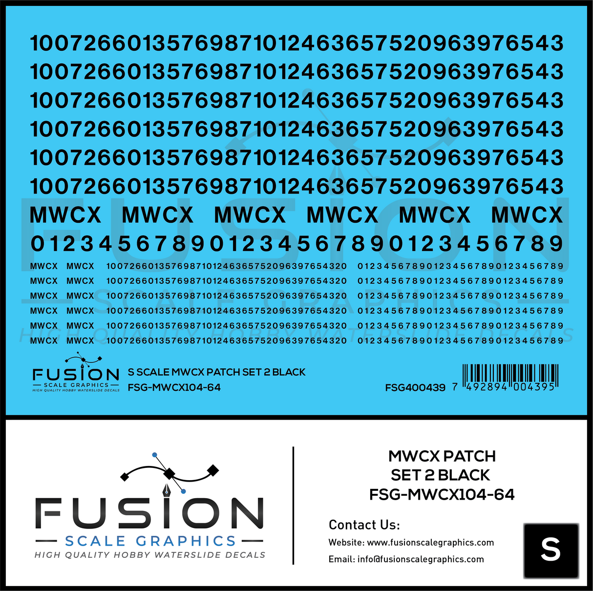 S Scale MWCX Freight Car Patching Decal Set 2 Black