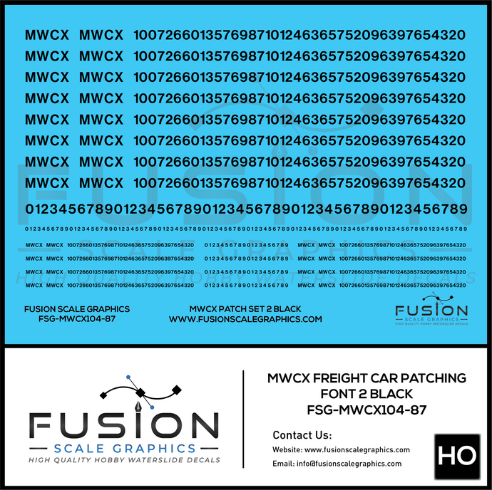 HO Scale MWCX Freight Car Patching Decal Set 2 Black – Fusion Scale ...