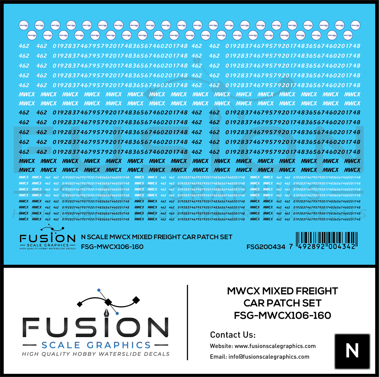 N Scale MWCX Mixed Freight Car Patching Decal Set