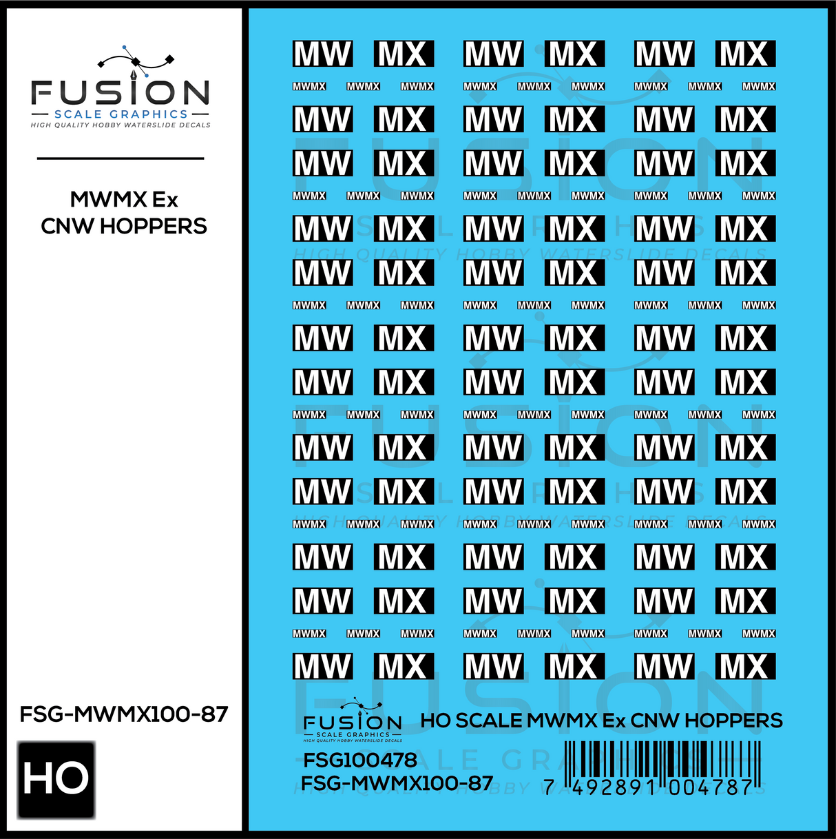 HO Scale MWMX Ex CNWW Covered Hoppers Patch Decal Set