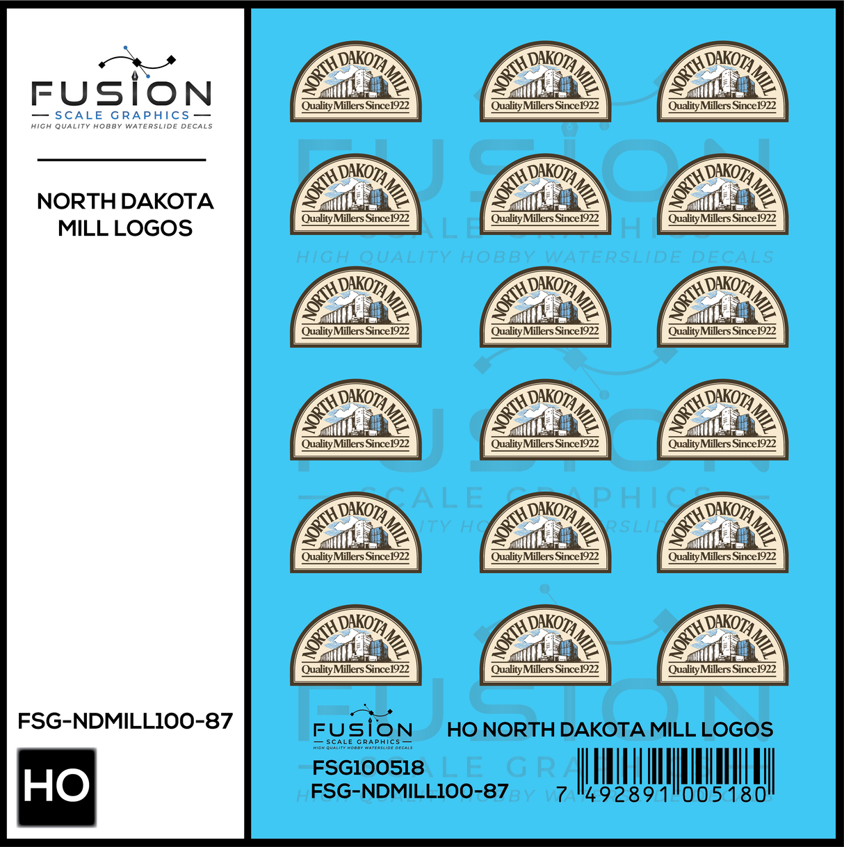 HO Scale North Dakota Mills Pressure Side Hopper Logos Decal Set