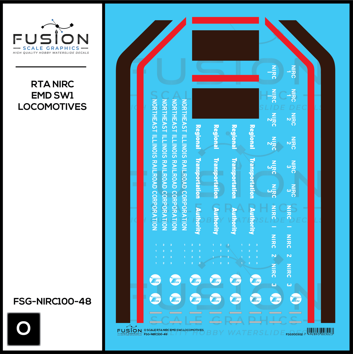 O Scale RTA Northeast Illinois Railroad Corp EMD SW1 Locomotives Decal Set