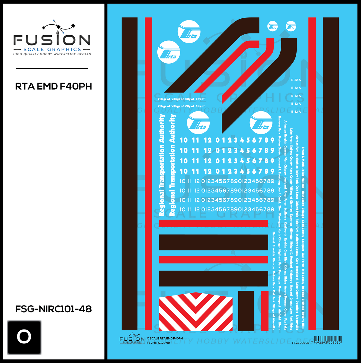 O Scale RTA EMD F40PH Locomotive Decal Set – Fusion Scale Graphics