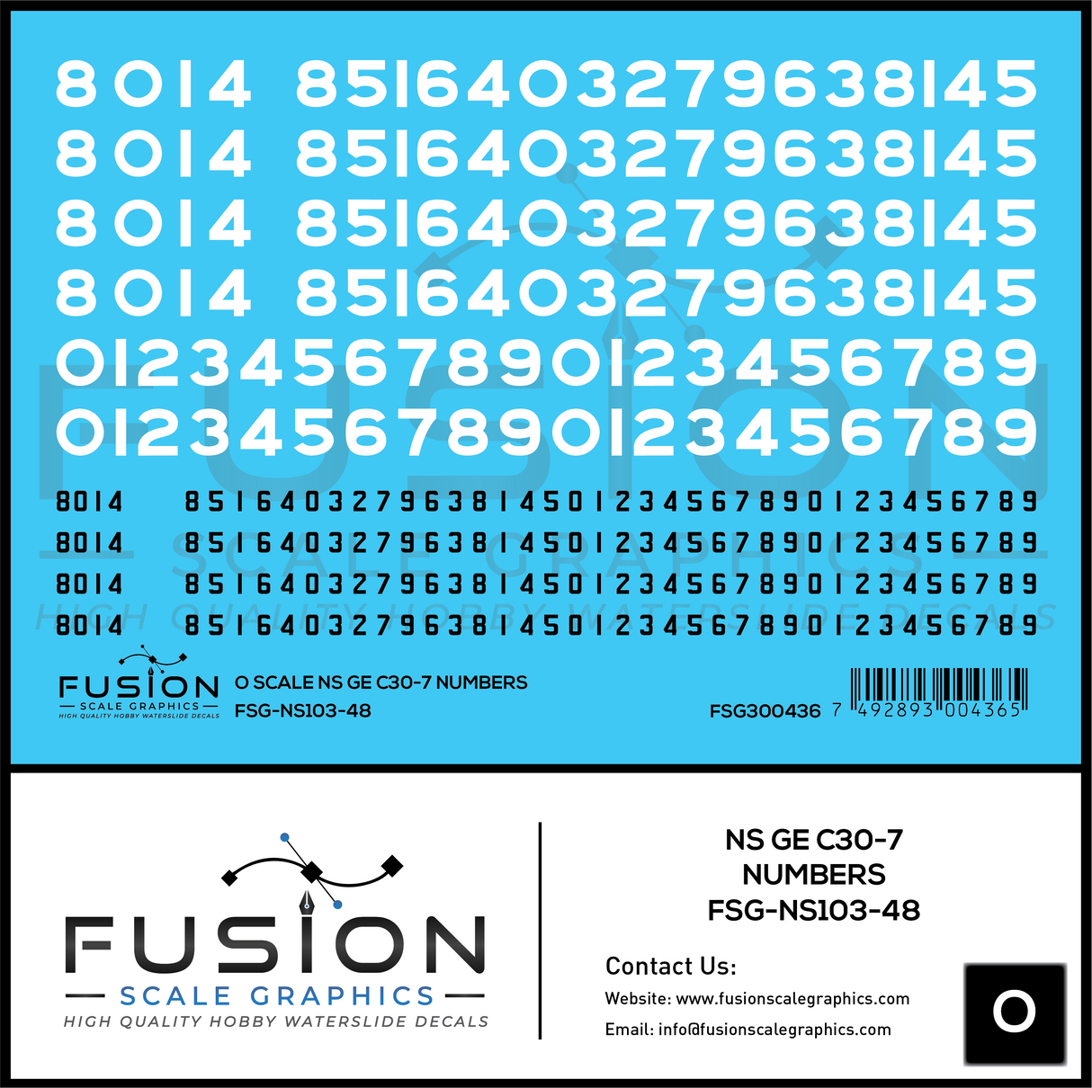 O Scale Norfolk Southern GE C30-7 Locomotive Renumber Decal Set