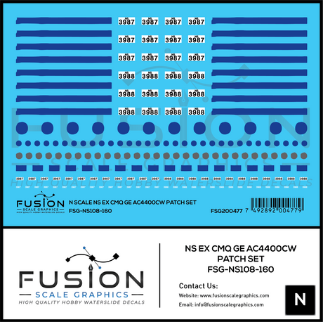 N Scale Norfolk Southern Ex CMQ GE AC4400CW Locomotive Patch Set