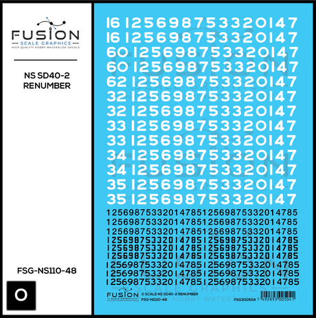O Scale Norfolk Southern EMD SD40-2 Locomotive Renumber Patch Decal Set