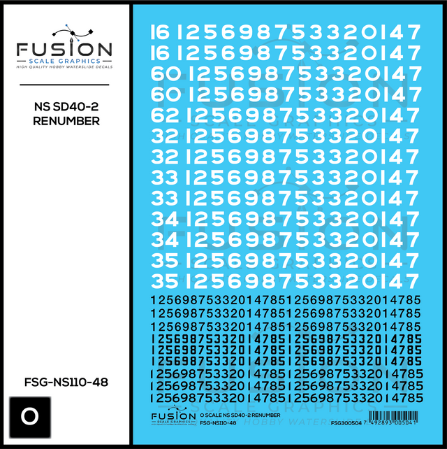 O Scale Norfolk Southern EMD SD40-2 Locomotive Renumber Patch Decal Set