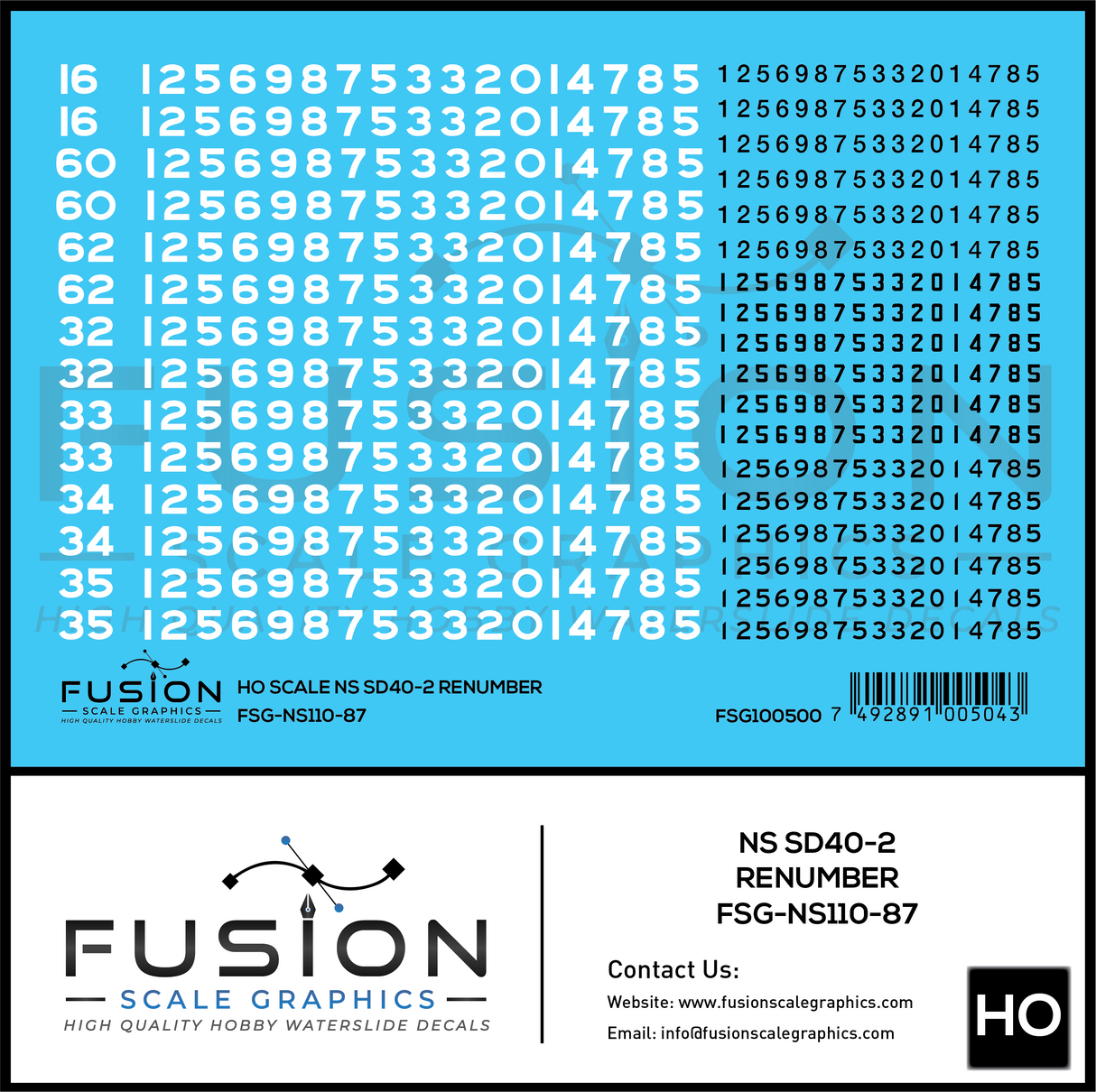 HO Scale Norfolk Southern EMD SD40-2 Locomotive Renumber Patch Decal Set