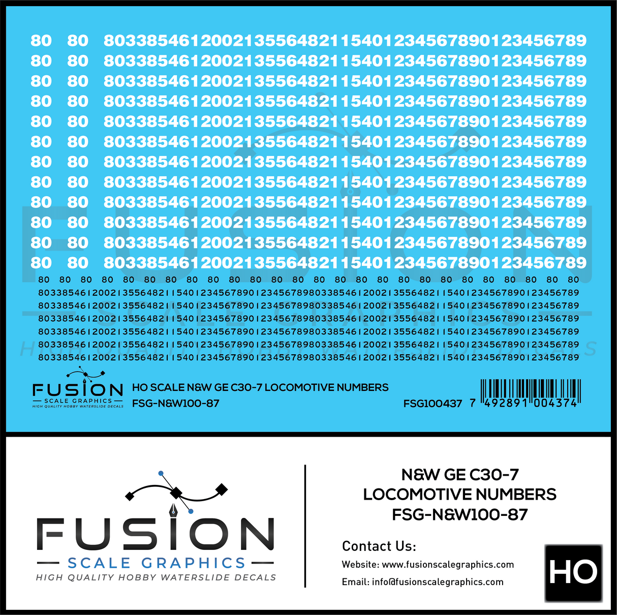 HO Scale Norfolk & Western GE C30-7 Locomotive Renumber Decal Set